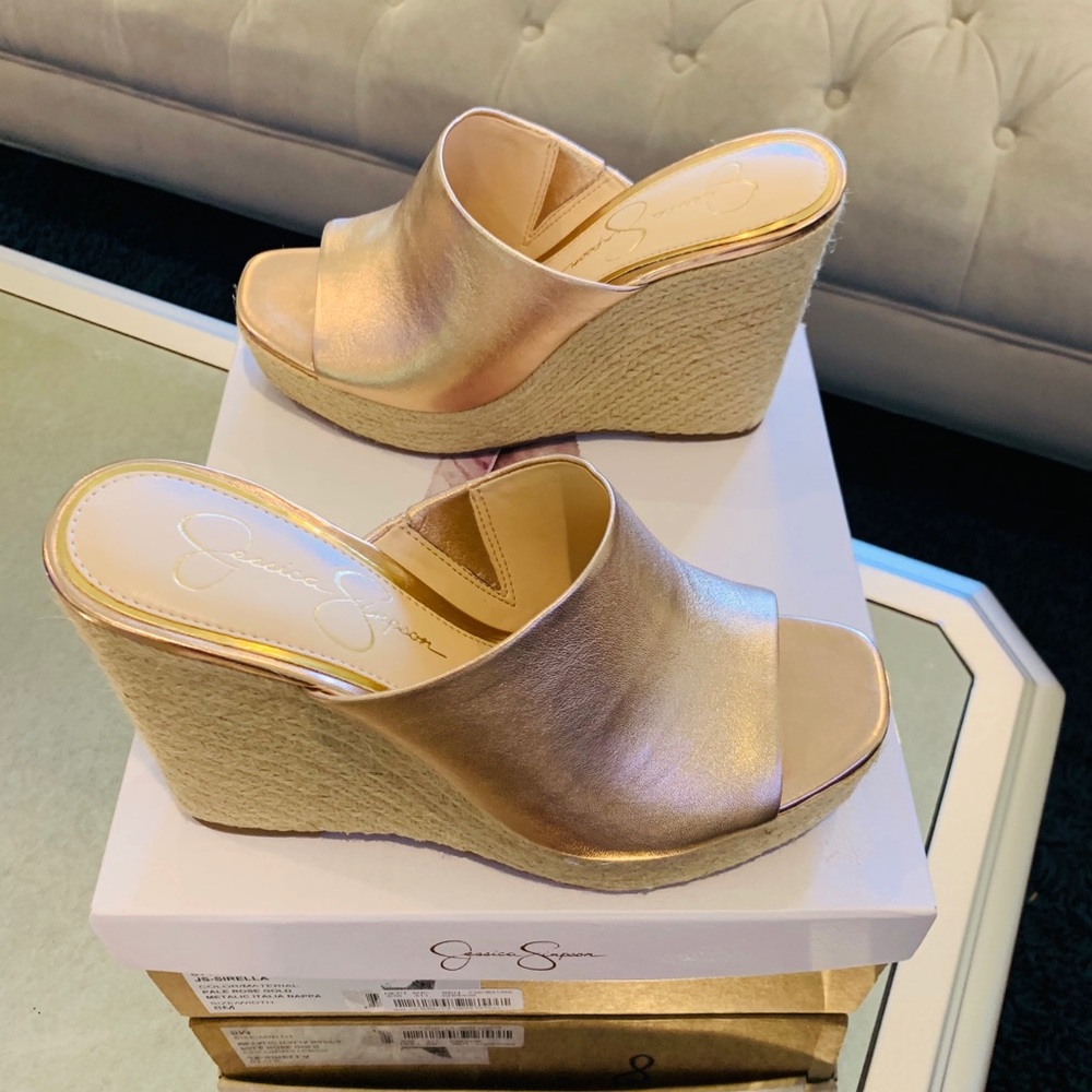 Jessica Simpson Pale Rose Gold Espadrille Wedge